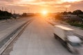 Truck container on road speed delivery Royalty Free Stock Photo