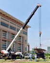 Truck crane at construction site