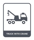 truck with crane icon in trendy design style. truck with crane icon isolated on white background. truck with crane vector icon Royalty Free Stock Photo