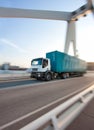 Truck crossing a bridge