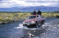 Truck crossing river near El Calafate, Patagonia, Argentina Royalty Free Stock Photo