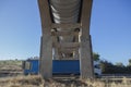 Truck crossing under Acedera Aqueduct, Spain