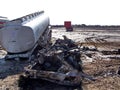 Burned out truck in Iraq