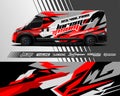 Cargo van wrap designs. Graphic abstract stripe racing background kit designs for vehicle.