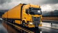 Truck delivering cargo on multiple lane highway, working outdoors generated by AI