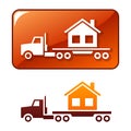 Truck delivers the house. Vector icon Royalty Free Stock Photo