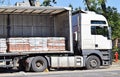 Truck delivers paving stones Royalty Free Stock Photo