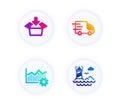 Truck delivery, Operational excellence and Get box icons set. Lighthouse sign. Vector