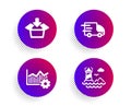 Truck delivery, Operational excellence and Get box icons set. Lighthouse sign. Vector