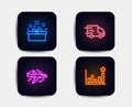 Truck delivery, Present box and Airplane icons. Efficacy sign. Express service, Sale offer, Plane. Vector
