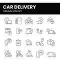 Truck Delivery Related Vector Line Icons.