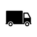 Truck Delivery Service Black Silhouette Icon. Cargo Van Fast Shipping Glyph Pictogram. Courier Truck Deliver Order