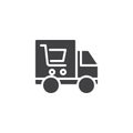 Truck delivery shop vector icon