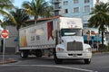 Truck delivery in South Miami Beach early morning