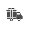 Truck delivey gift box icon