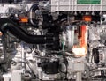 Truck diesel engine closeup