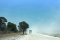 Truck on a dirt gravel road in Botswana