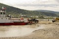 Truck disembarking Yukon River ferry