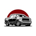 Truck double cabin heavy duty silhouette logo vector isolated