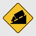 Truck DownHill Warning sign on transparent background