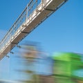 Truck drive through the highway through the toll gate, toll charges, blurred motion in the image Royalty Free Stock Photo