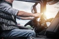 Truck Driver Behind the Wheel Royalty Free Stock Photo