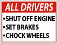 Truck Driver Parking Checklist Sign On White Background