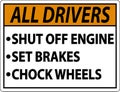 Truck Driver Parking Checklist Sign On White Background