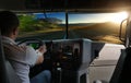 The truck driver on the road Royalty Free Stock Photo