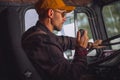 Truck Driver Talking On Radio Royalty Free Stock Photo
