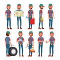 Truck Driver Vector. Professional Worker Man. Isolated Flat Cartoon Character Illustration Royalty Free Stock Photo