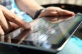 Truck driver working with electronic logbook. ELD Royalty Free Stock Photo