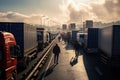 Truck drivers strike at government border