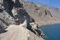 Truck driving at the Embalse el Yeso, Chile
