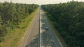 Truck driving highway sun sunset road transport forest field aerial