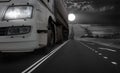 Truck Driving Night on a Country Highway Royalty Free Stock Photo