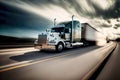 Truck riding on the road HDR image photo. logistic wallpaper or backdrop