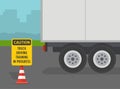 Truck driving training in progress warning sign close-up view. Side view of a semi-trailer. Royalty Free Stock Photo