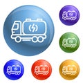 Truck energy icons set vector