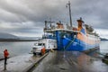 Truck entering in a Ferry Boat in the town of ChaitÃÂ©n, in Chile