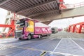 Truck entering inside the embarkment ferryboat bridge Royalty Free Stock Photo