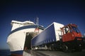 Truck exiting ferry Port Melbourne Victoria Australia Royalty Free Stock Photo