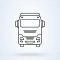 Truck front line icon or logo. container truck concept. vector linear illustration