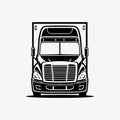 Truck Front View Monochrome Silhouette Vector Isaolated. Best for Trucking Related Industry