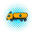 Truck with fuel tank icon, comics style