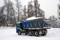 A truck full of snow, snow cleaning after extreme snowfall.