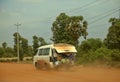 Truck full of things on the dusty road Royalty Free Stock Photo