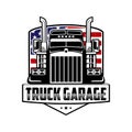 Truck garage inspiration logo design. Royalty Free Stock Photo