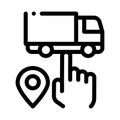 Truck geolocation selection icon vector outline illustration