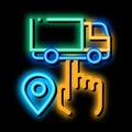 truck geolocation selection neon glow icon illustration